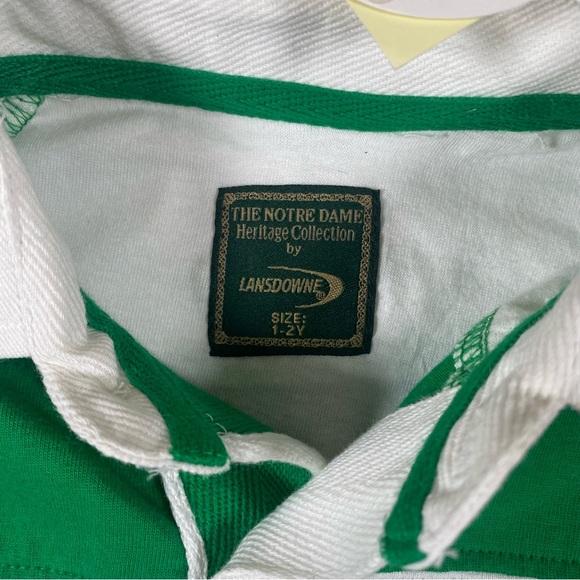 NWT Infant Boys Notre Dame Romper Green and White Striped Age 1-2, (12M-24M) - Picture 7 of 12